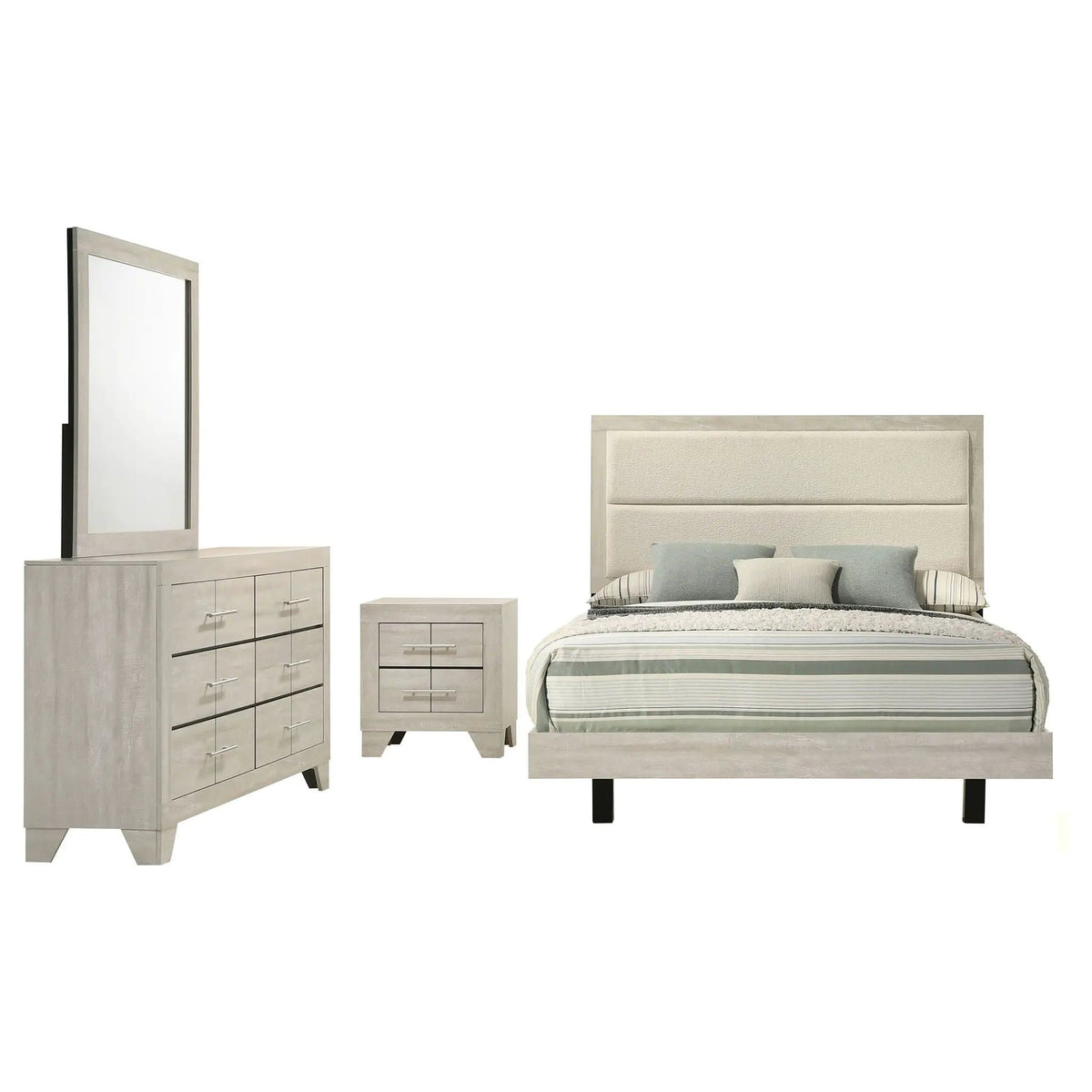 Trenton 4-piece Queen Bedroom Set Rustic | 4-Piece Set | Metal & Veneer | Cream