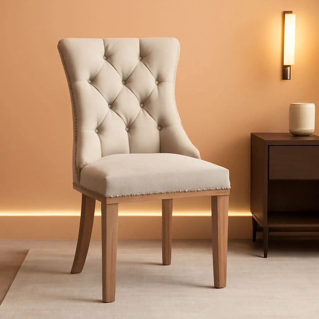 Beige Linen Dining Chairs Set Of 4 With Nailhead Trim from PriceLows™