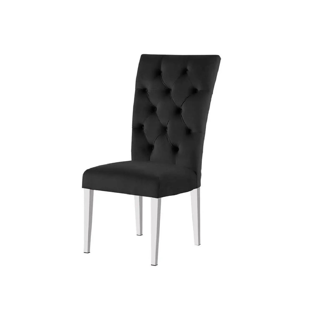 Tufted Dining Chair | Fabric Upholstery | Metal Base | Set Of Two