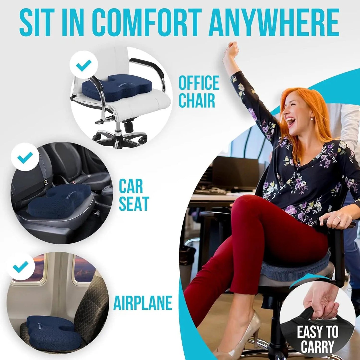 XL Memory Foam Seat Cushion With Lumbar Support Non Slip from PriceLows™