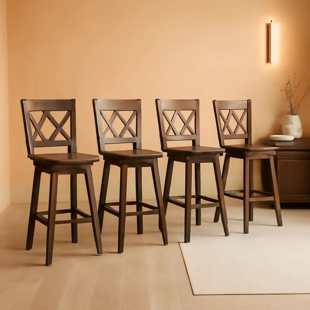 Swivel Wooden Bar Stools Set of Four Dark Grey from PriceLows™
