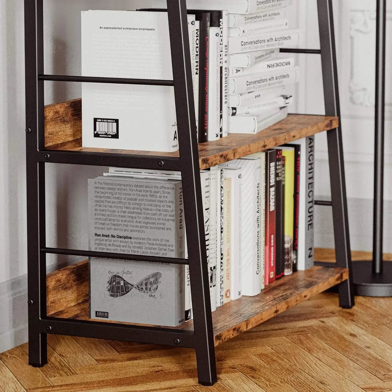Industrial Ladder Shelf 5 Tier Bookshelf Rustic Brown from PriceLows™