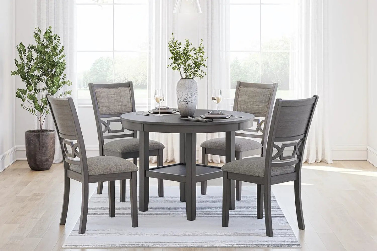 Wrenning Dining Room Table Set | 5-Piece | Gray Finish | 42 Inch Square Table
