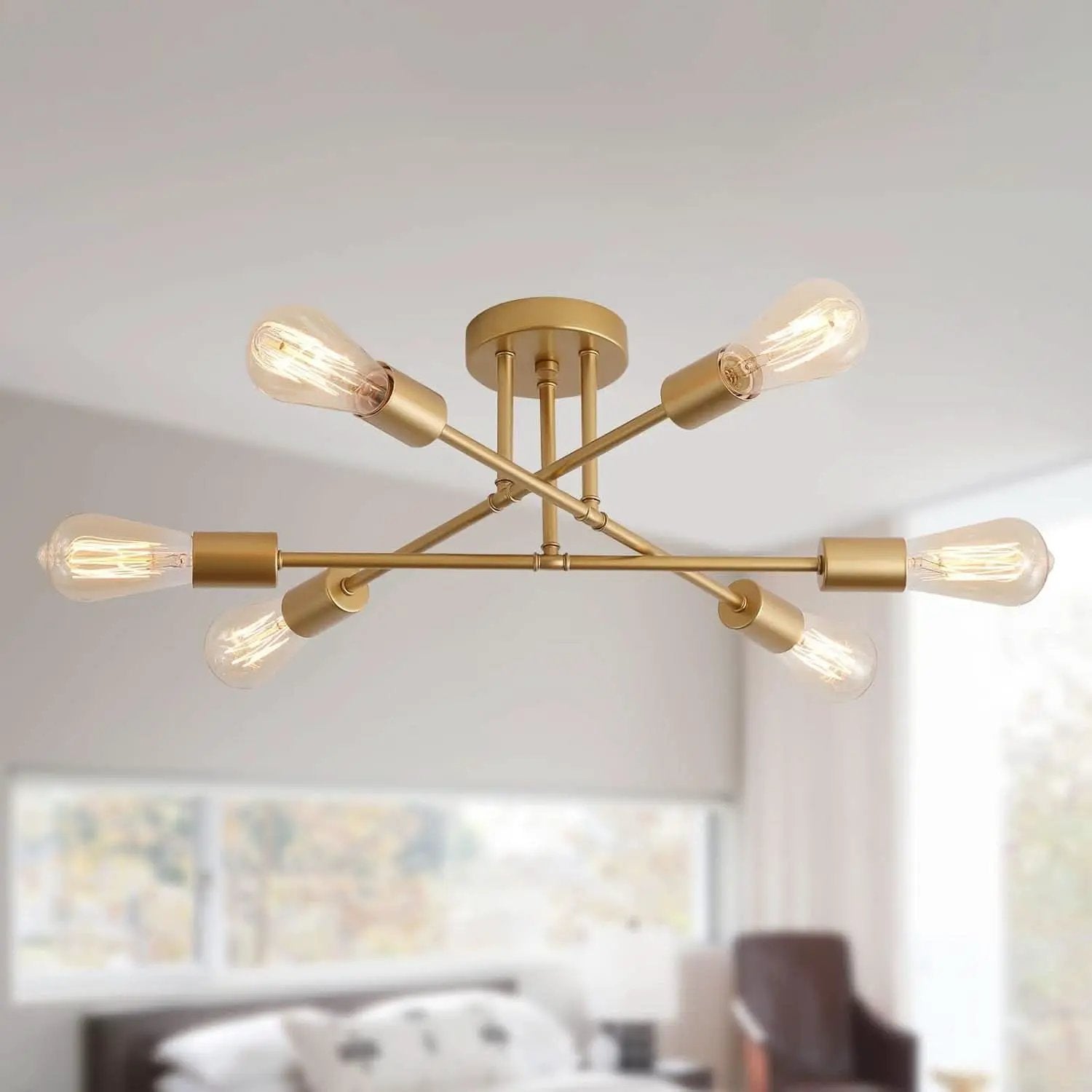 Gold Modern Sputnik Chandelier With 6 Adjustable Lights from PriceLows™