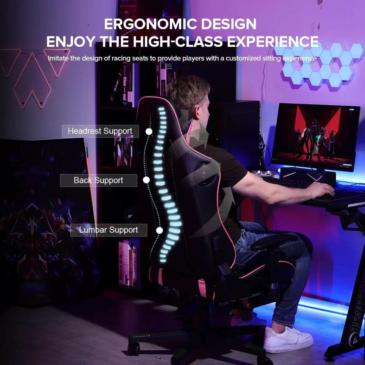 Ergonomic Gaming Chair With Bluetooth Speakers And Footrest from PriceLows™