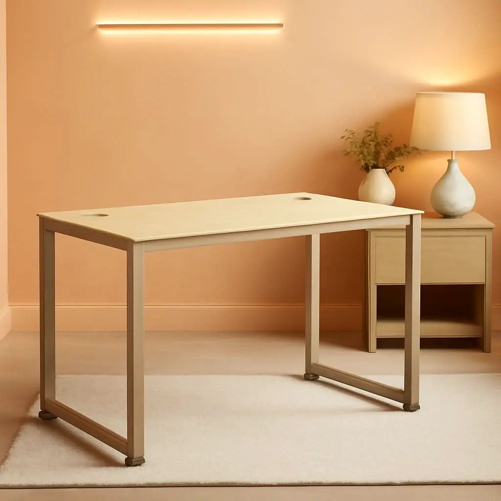 55 Inch Maple Computer Desk With Grommets And Glides from PriceLows™