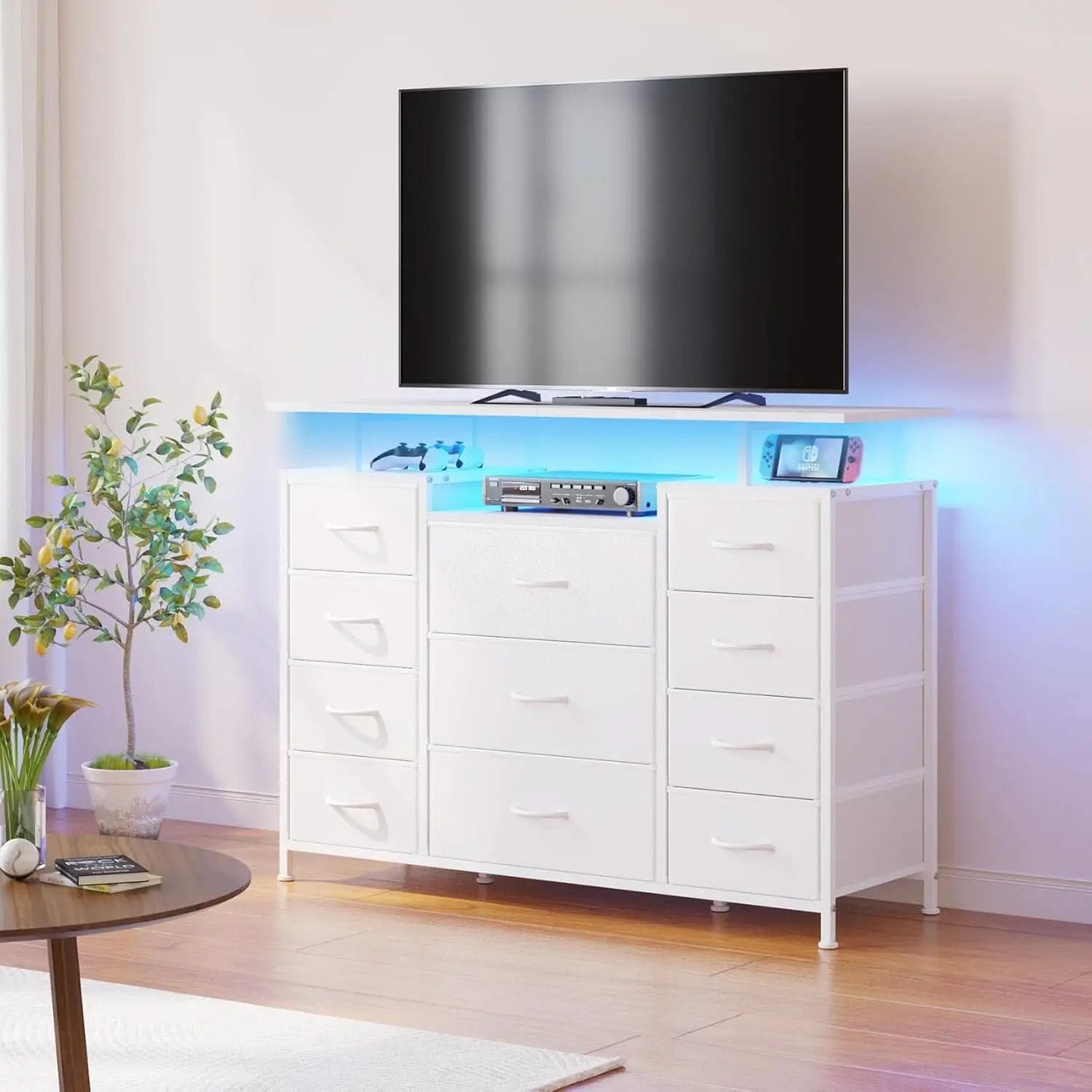11 Drawer Dresser With Fabric Drawers And Charging Station For Bedroom Storage And Organization from PriceLows™