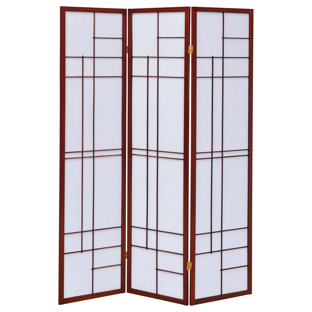 Katerina 3-Panel Room Divider Folding Shoji Screen | 52 x 0.75 x 70.25 in | Rubberwood & Fabric | Cherry
