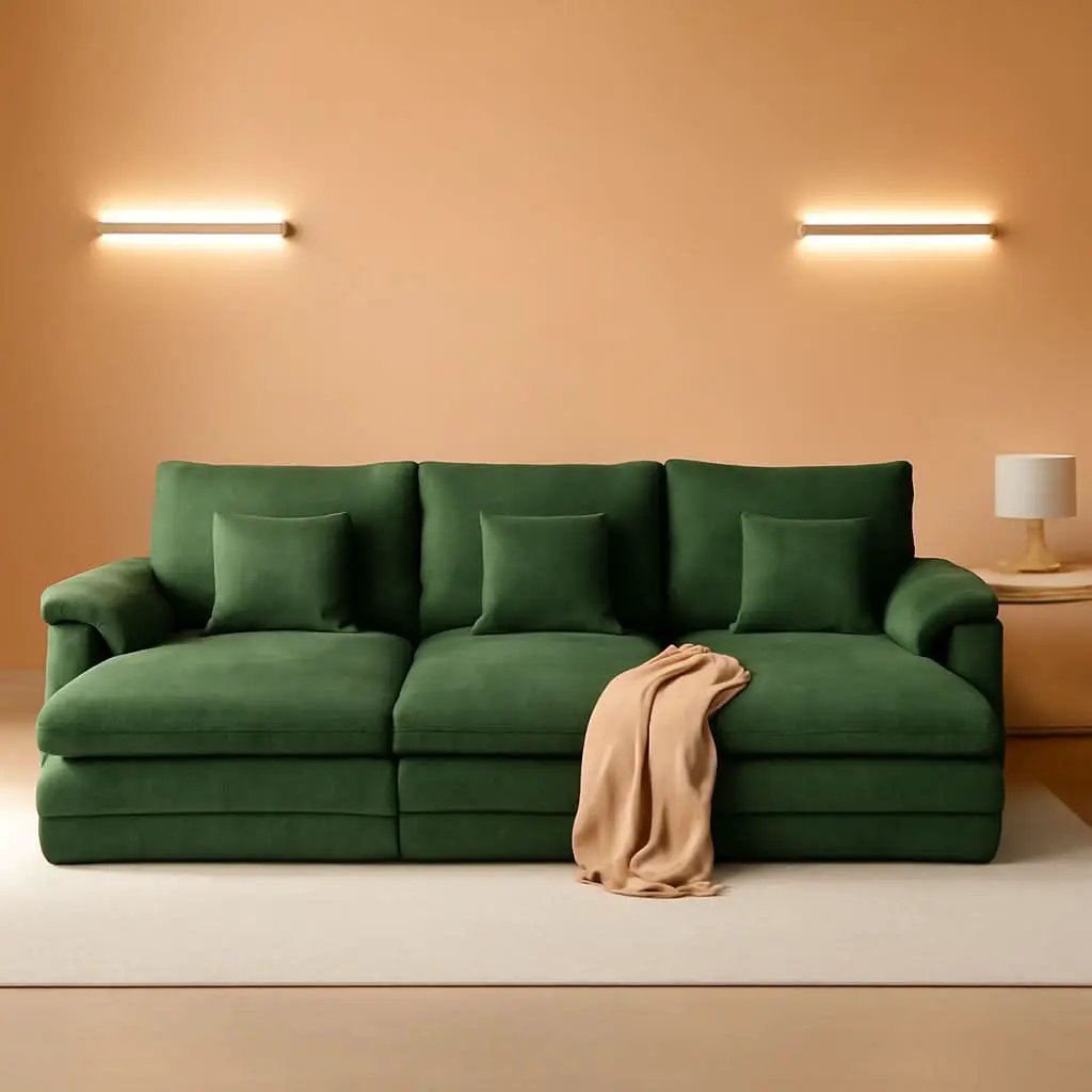 Green 108 Inch DeluxePlus Cloud Sleeper Sectional Sofa from PriceLows™