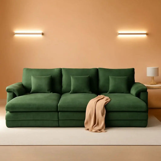 Green 108 Inch DeluxePlus Cloud Sleeper Sectional Sofa from PriceLows™
