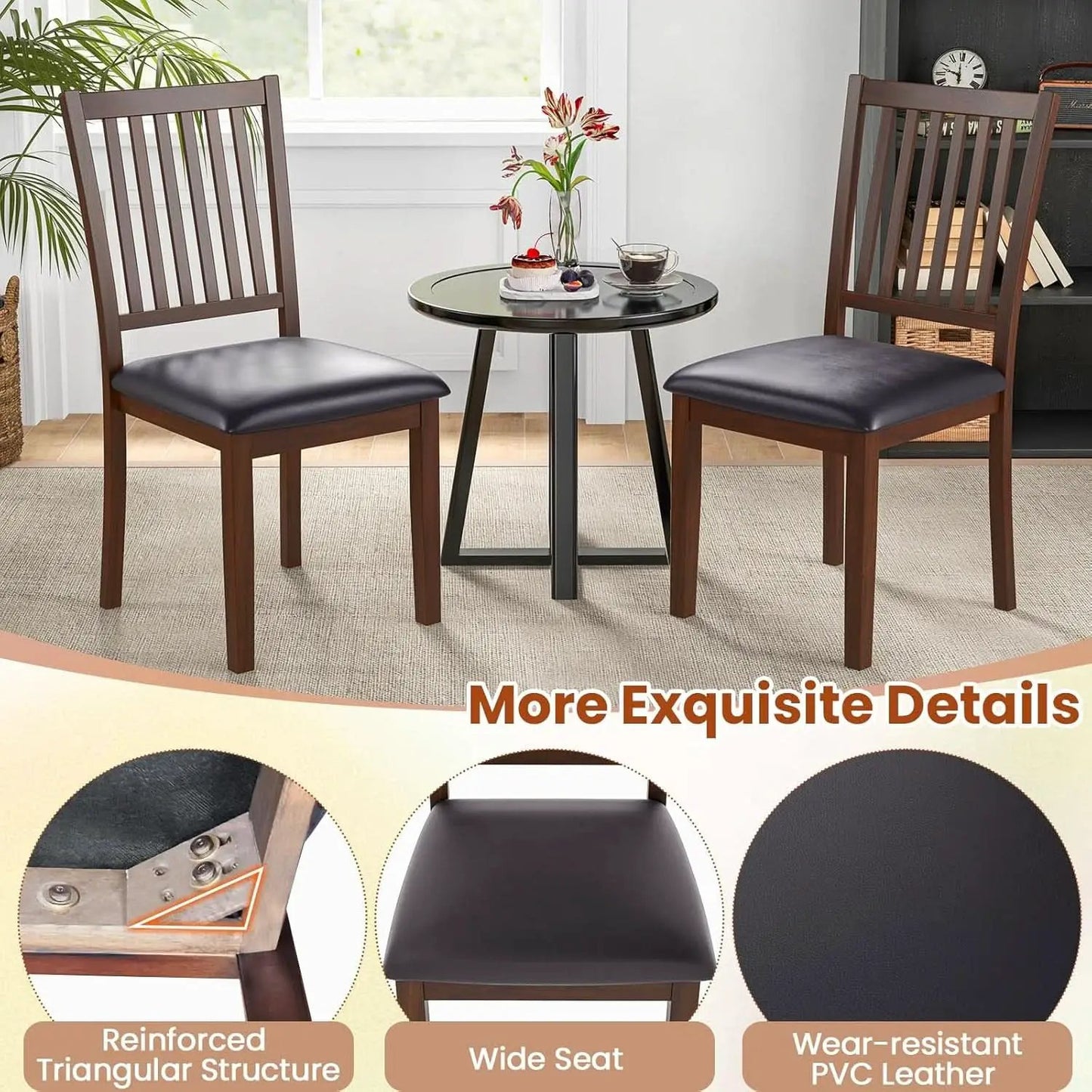 Espresso Slat Back Dining Chairs Set Of 2 For Dining Room from PriceLows™