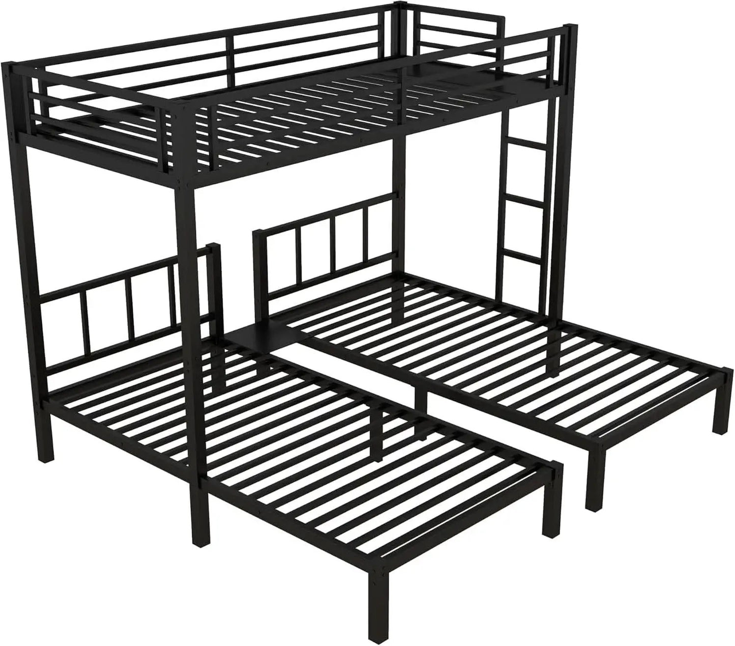 Triple Bunk Bed For Kids Metal Twin Over Twin Black from PriceLows™