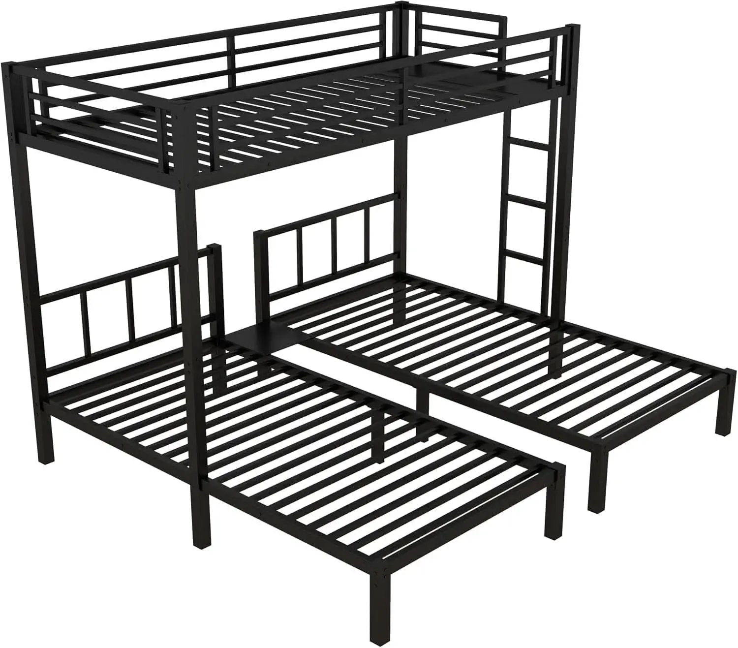 Triple Bunk Bed For Kids Metal Twin Over Twin Black from PriceLows™