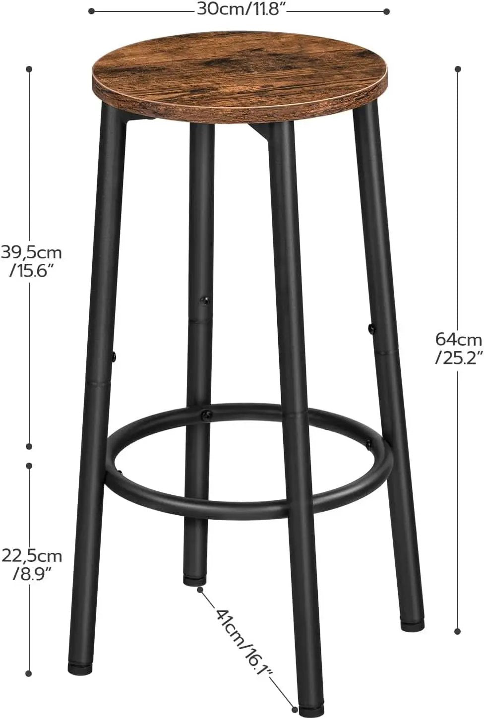 Bar Height Stools Set Of 2 With Footrest Rustic Brown from PriceLows™