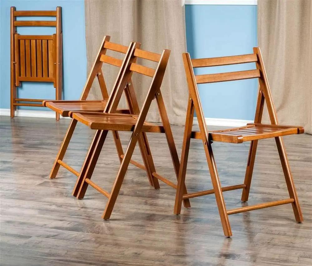 Teak Folding Chair Set 4 Piece Compact Foldable Indoor Outdoor from PriceLows™
