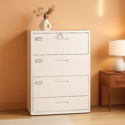 4 Drawer File Cabinet With Lock White Metal Lateral Filing from PriceLows™