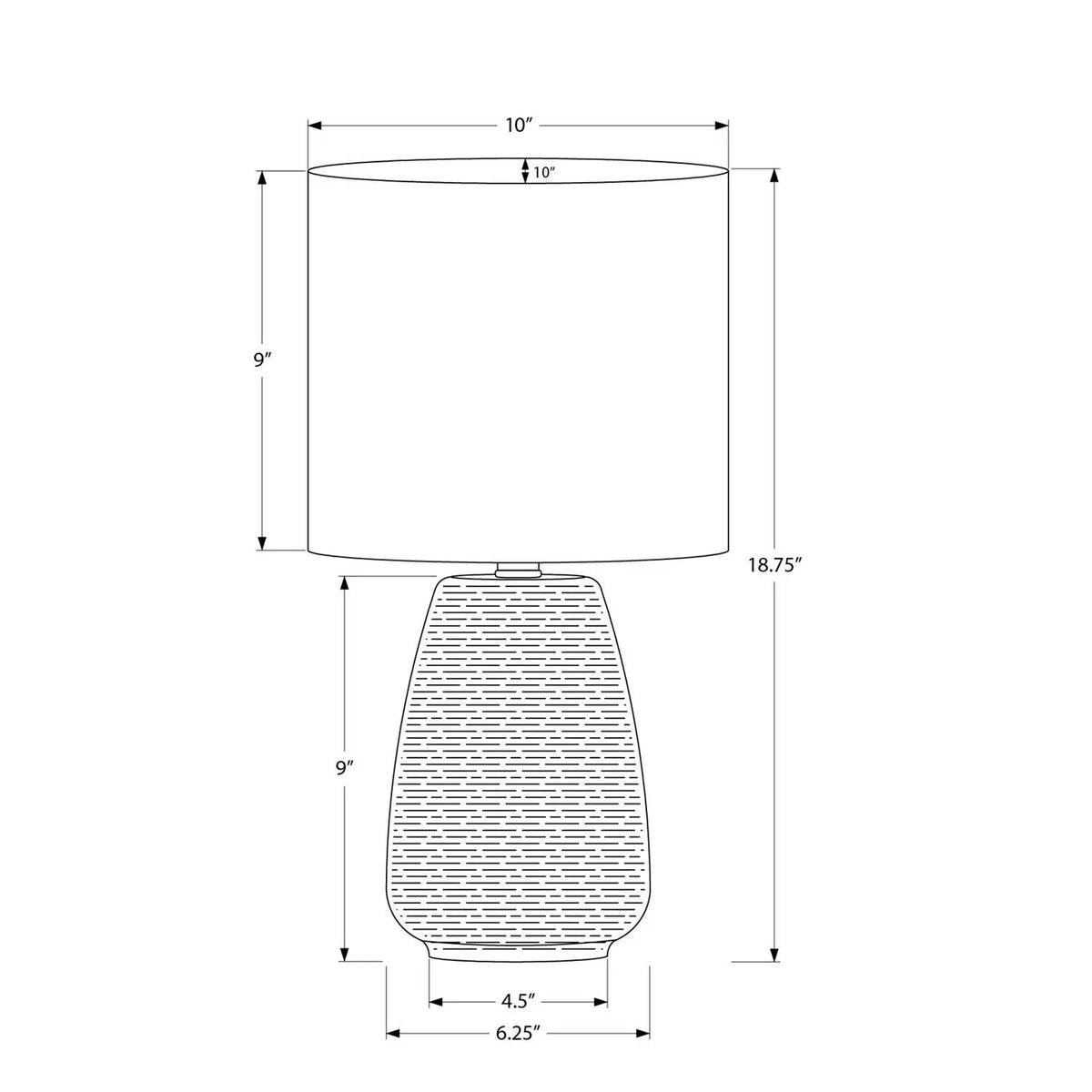 Gray Ceramic Table Lamp | Ivory Linen Drum Shade | 18.75 Inch Height | Inline Rocker Switch