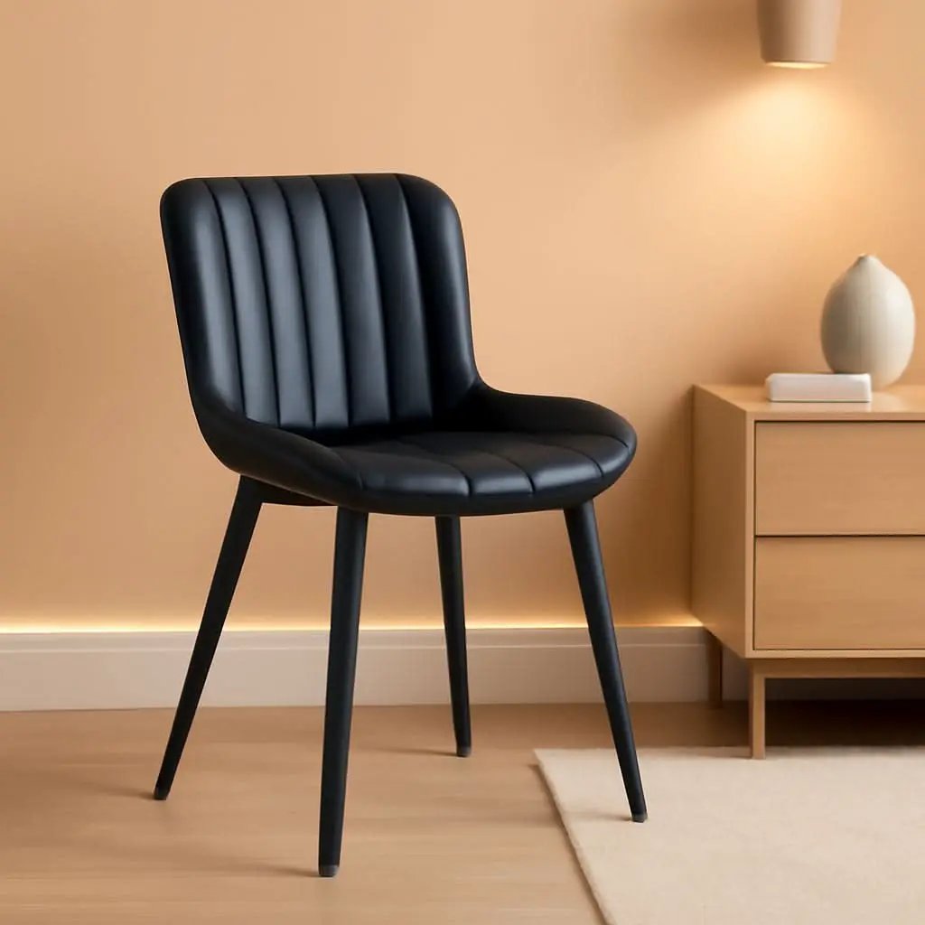 Black Upholstered Dining Chairs Set Of Two Modern Kitchen from PriceLows™