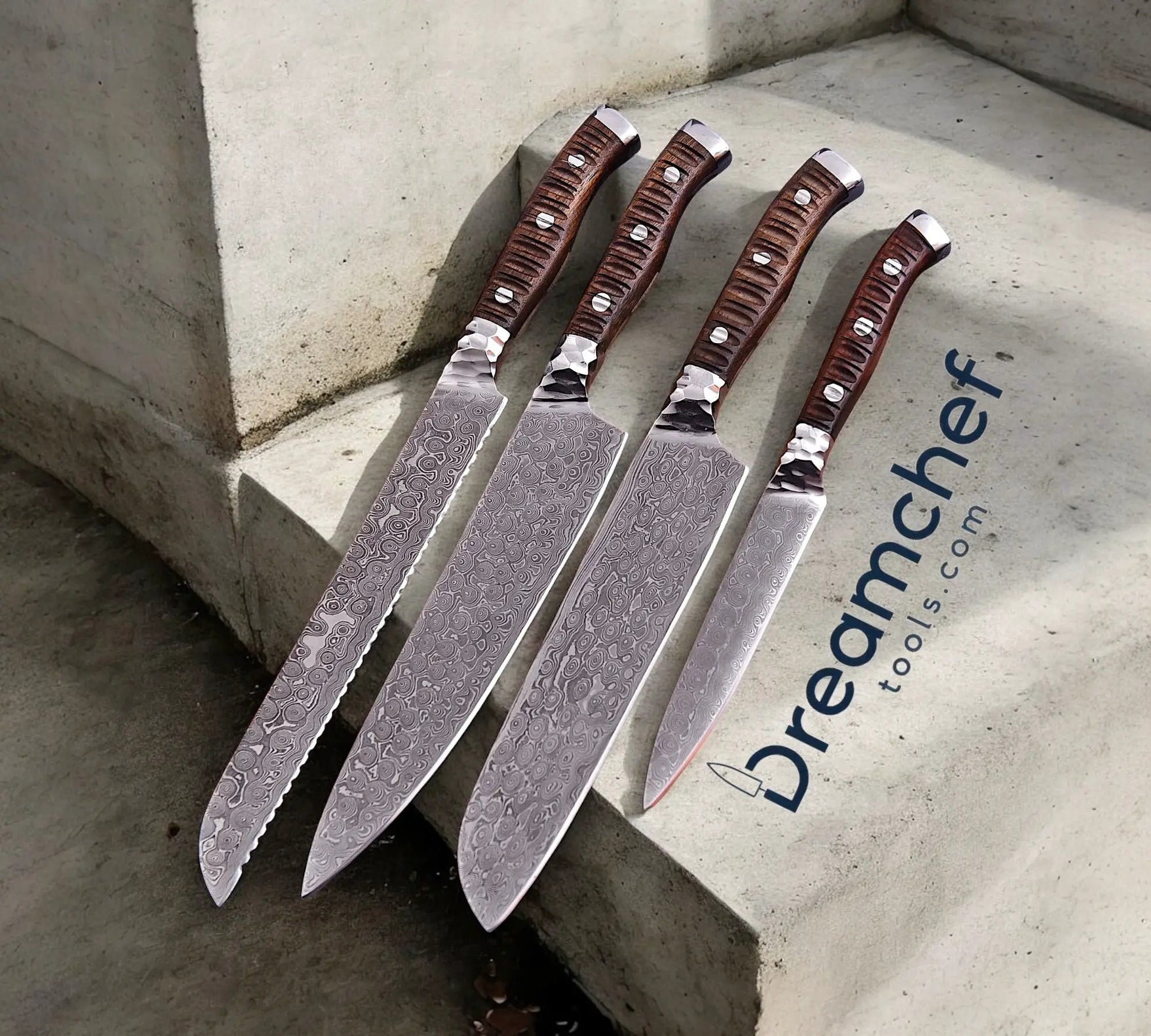 Best Chef Knife Set – 13” Handmade Damascus Steel Chef Knife with Rosewood Handle & Leather Sheath from PriceLows™
