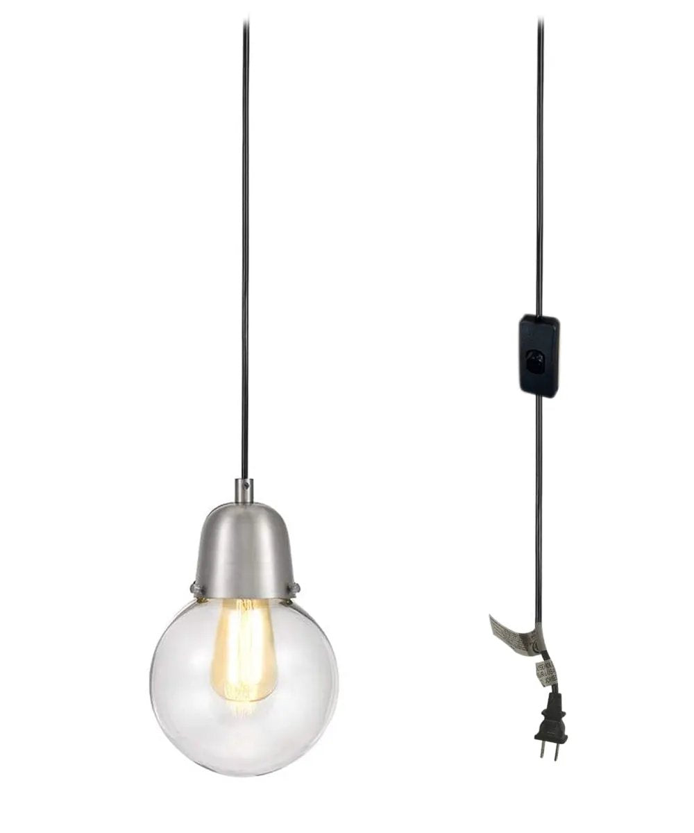 Plug-In Hanging Pendant | Brushed Nickel | 15ft Swag Cord