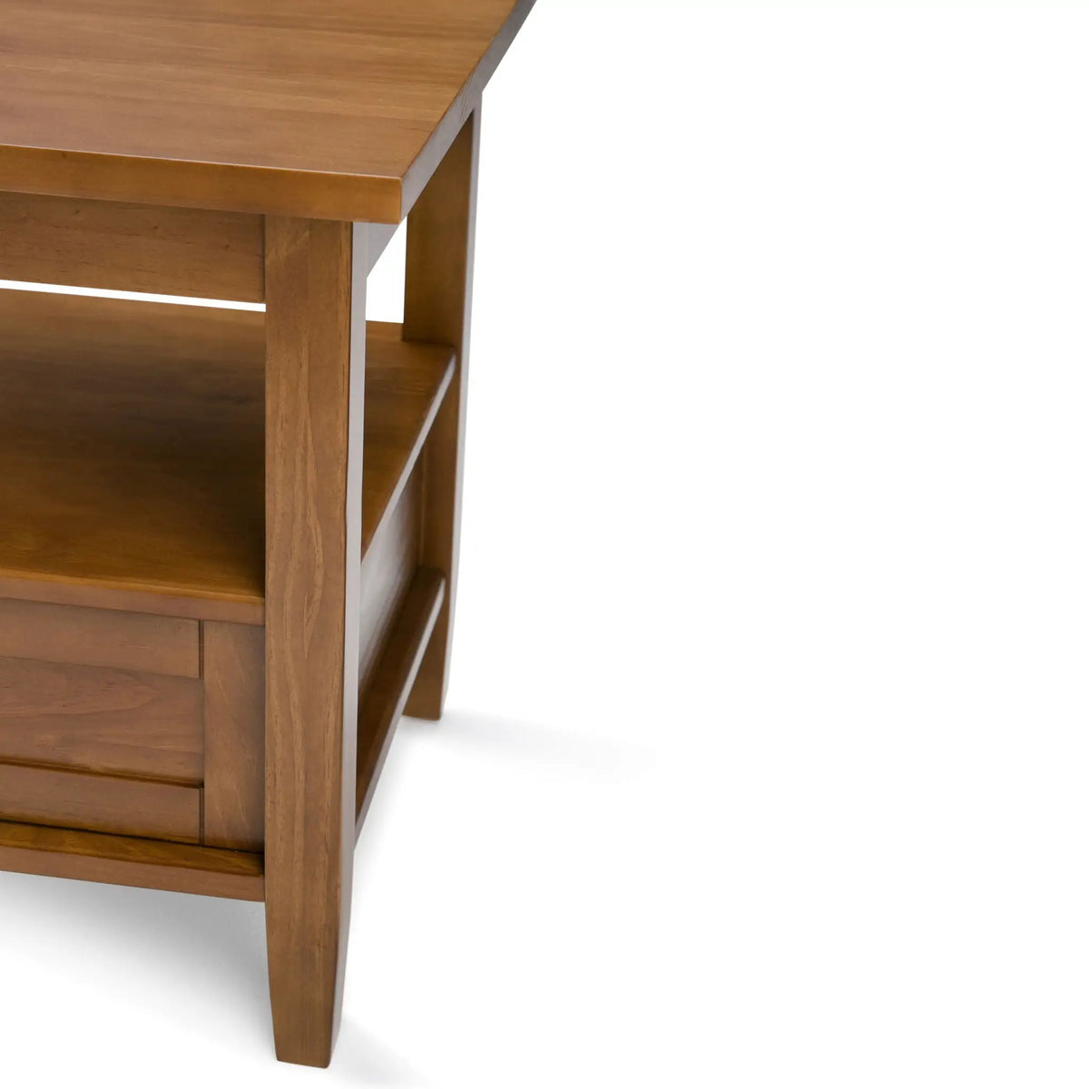 Warm Shaker Solid Wood Table | Bottom Drawer | Open Shelf Storage