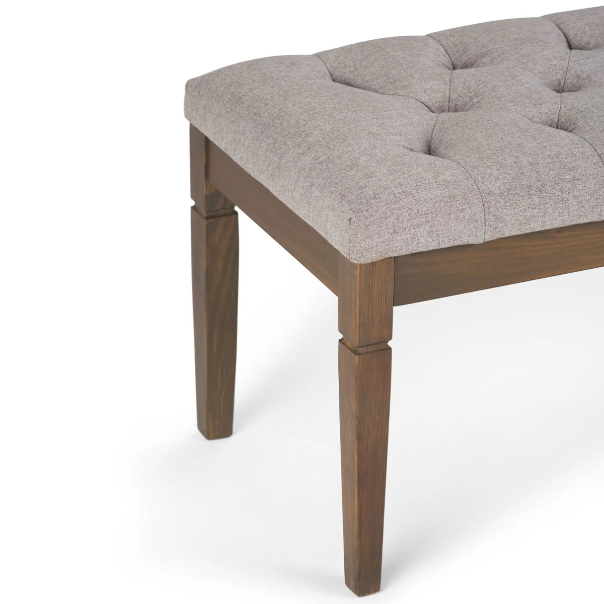 Waverly Upholstered Ottoman Bench | Tufting Detail | Carved Legs | Solid Wood Frame