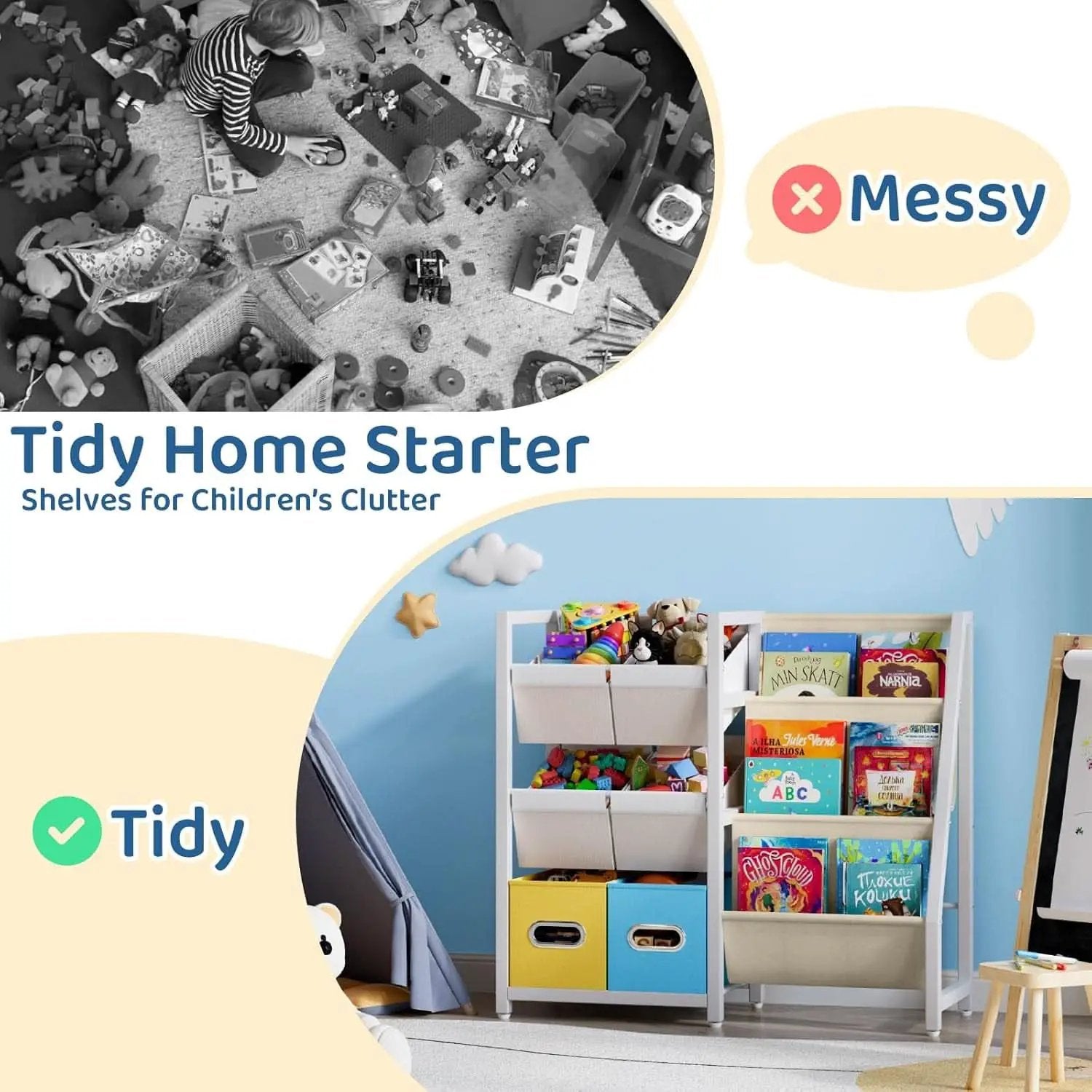 Kids Bookshelf Toy Storage Organizer With 6 Toy Bins from PriceLows™