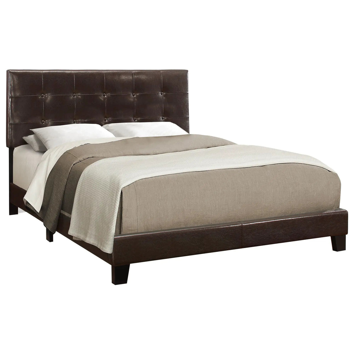 Upholstered Platform Bed Frame | Transitional Style | Frame Only | Thick Foam Padding