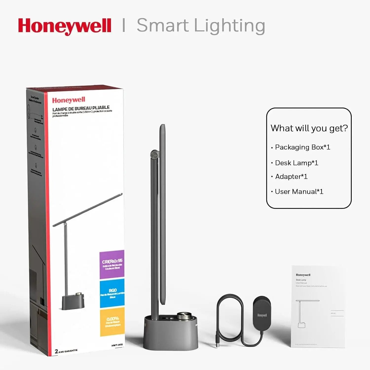 Gray LED Desk Lamp With Stepless Dimming And USB A And C from PriceLows™