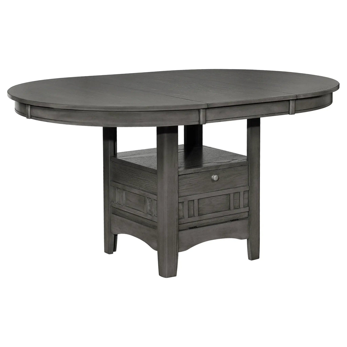 Lavon Oval 60-inch Wood Extension Leaf Dining Table Medium | 42.25 x 42 x 30.5 in | Wood | Grey