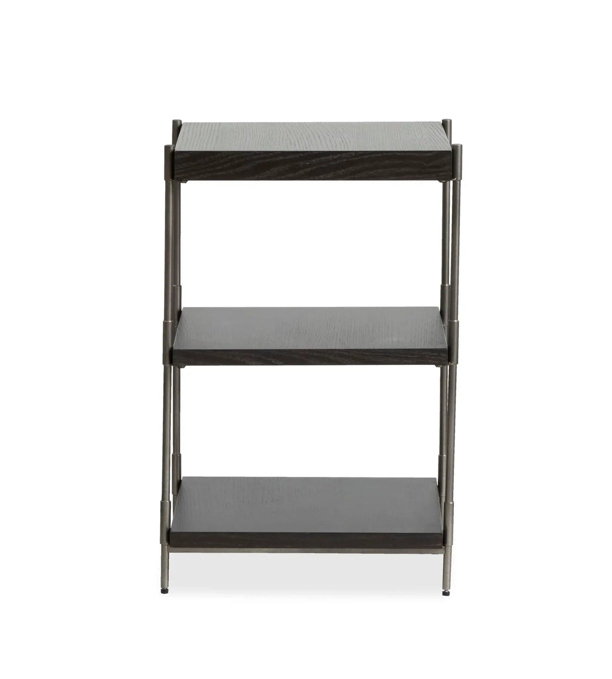 Spencer Rectangular Accent Table | 16 x 16 x 26 in | Oak Veneer & Metal | Dark Briarsmoke