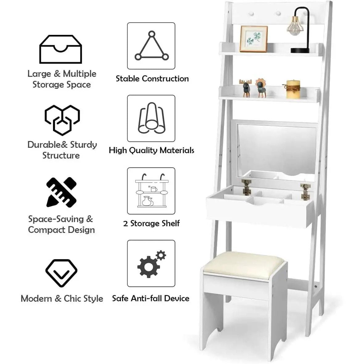 3 In 1 Vanity Table With Flip Top Mirror Makeup Desk from PriceLows™