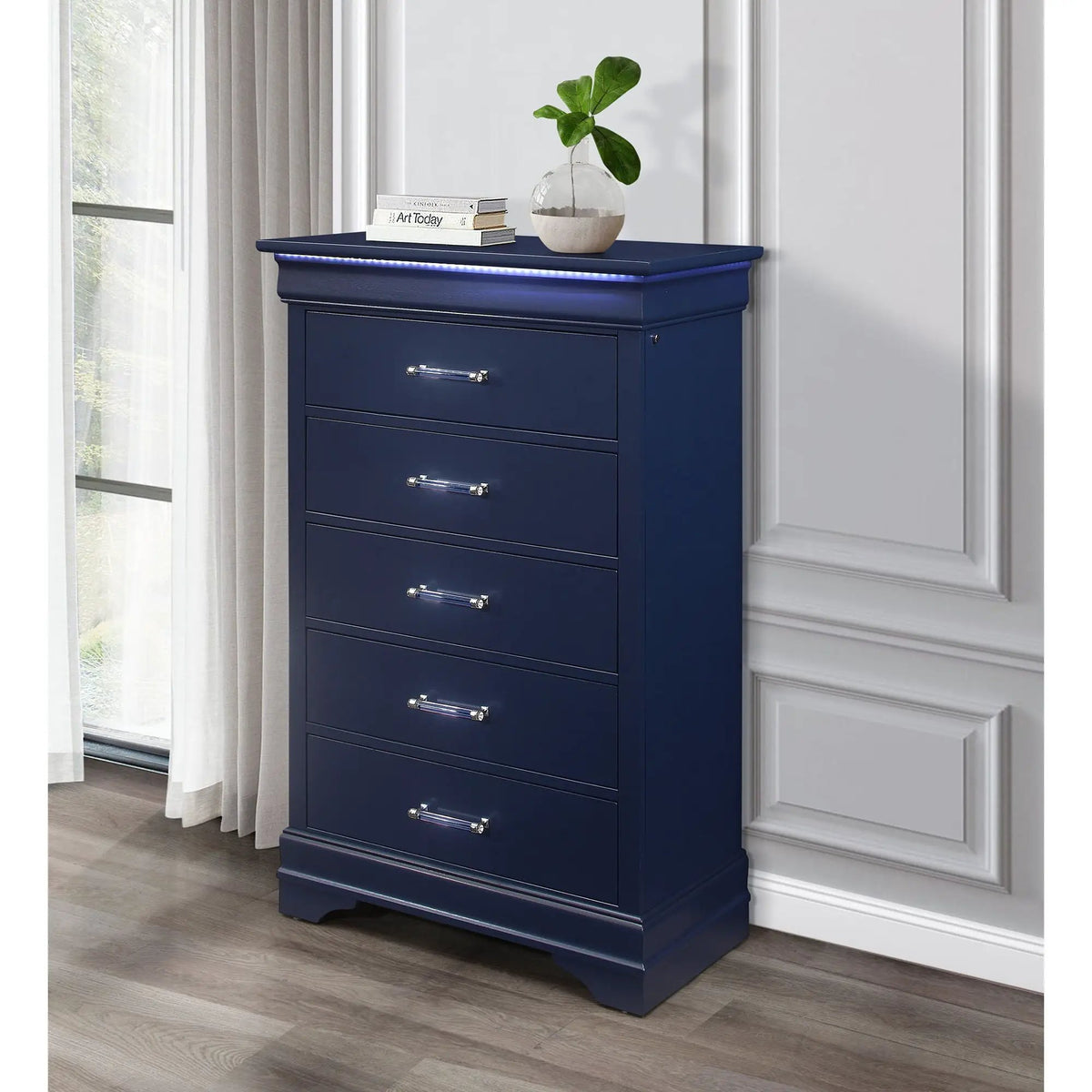 Charlston Accent Chest | LED Lighting | Five Spacious Drawers | Transitional Style