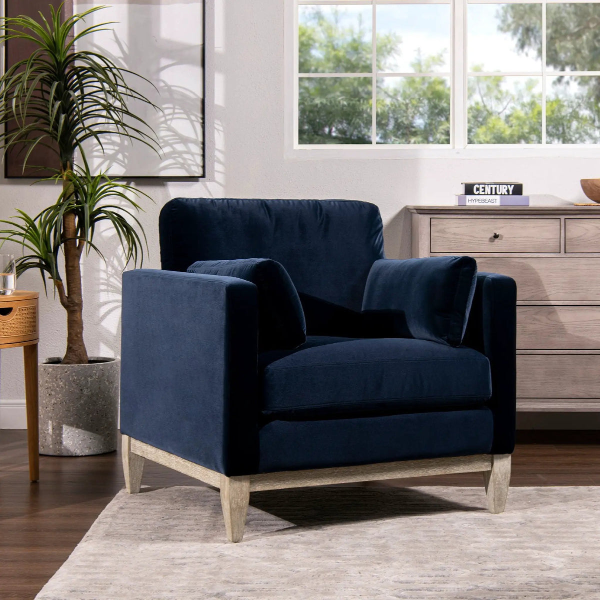 Knox Modern Farmhouse Arm Chair | Feather-Down Wrapped Cushions | Reversible Back And Arm Cushions | Durable Upholstery