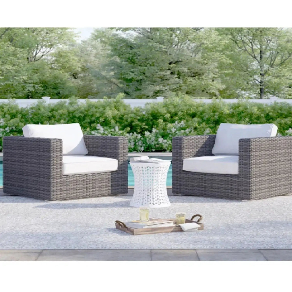 Patio Armchair With Cushions | Four Olefin Cushions | Industrial Accents | Weather-Resistant Build
