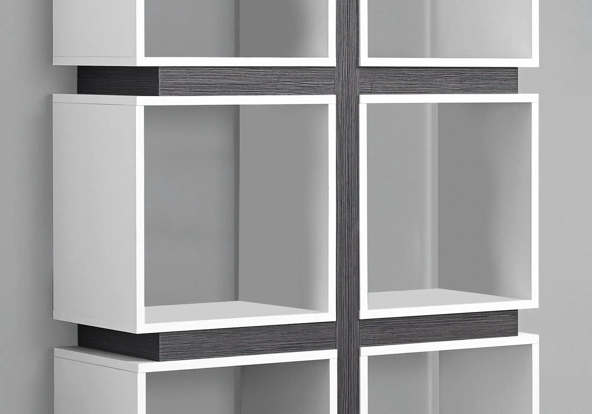 White 8-Cube Bookshelf | 5 Tier Etagere | 71.25 Inch Height | Two-Tone Finish