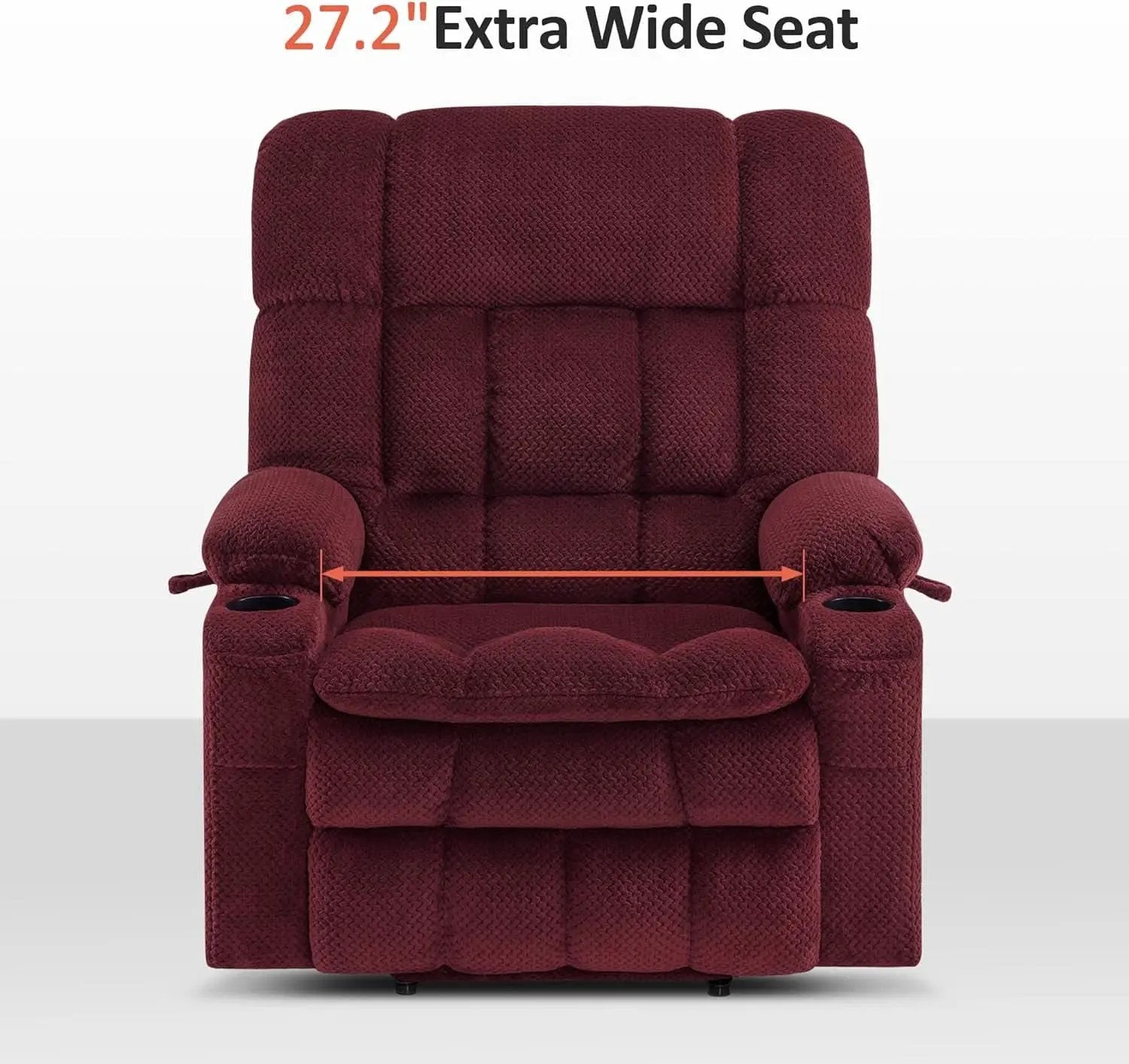 Large Burgundy Dual Motor Lift Recliner Chair With Massage And Heat from PriceLows™