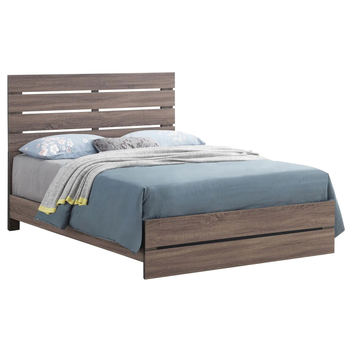 Brantford Wood Eastern King Panel Bed Barrel | 78.75 x 85.75 x 52.25 in | Engineered Wood & Veneer | Oak