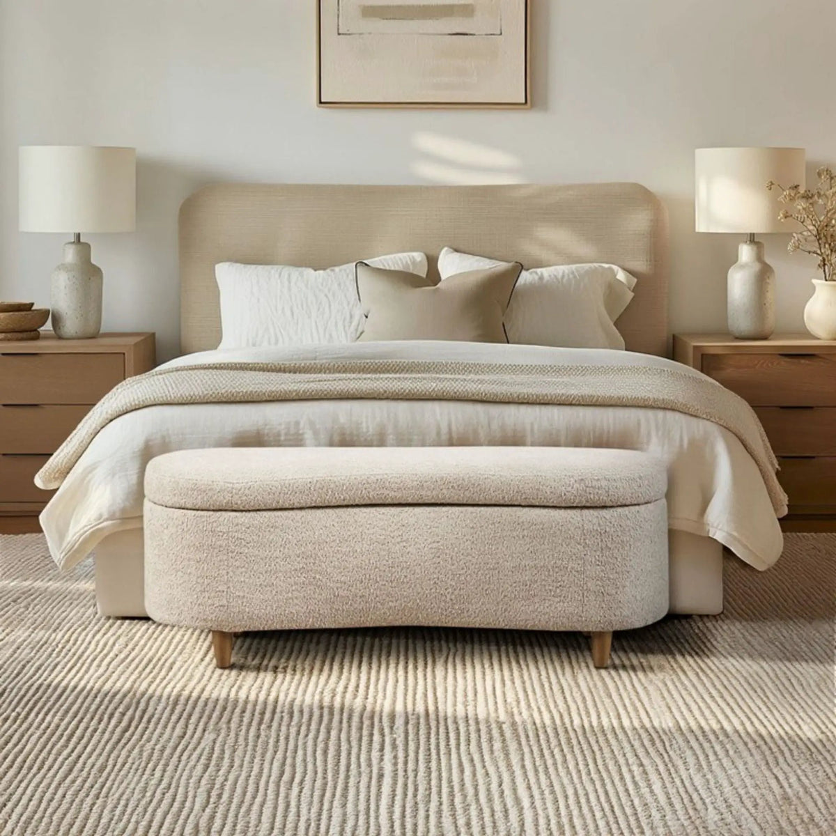 Flip Top Storage Bench | Curved Front Straight Back | Soft Close Hinges | 48 Inch Width