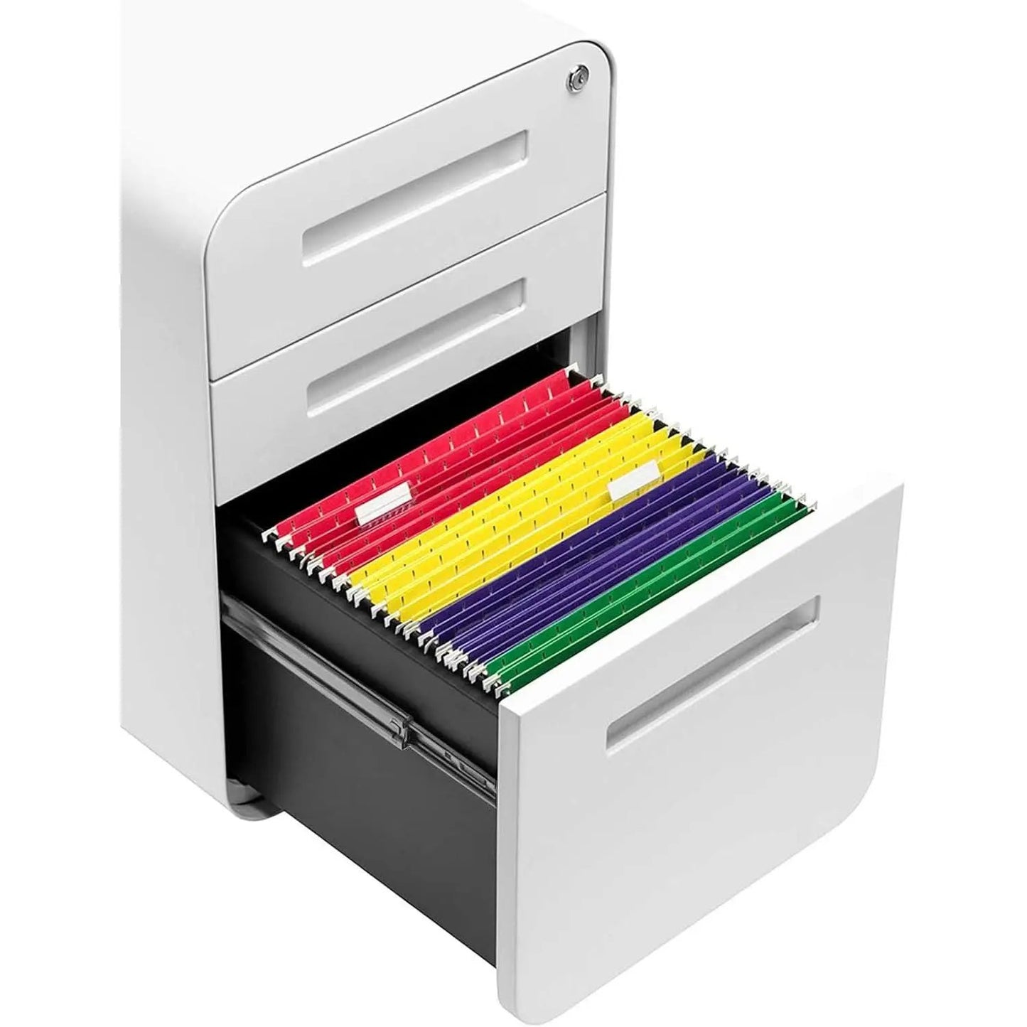 White Filing Cabinet With Lock And Wheels For Office from PriceLows™