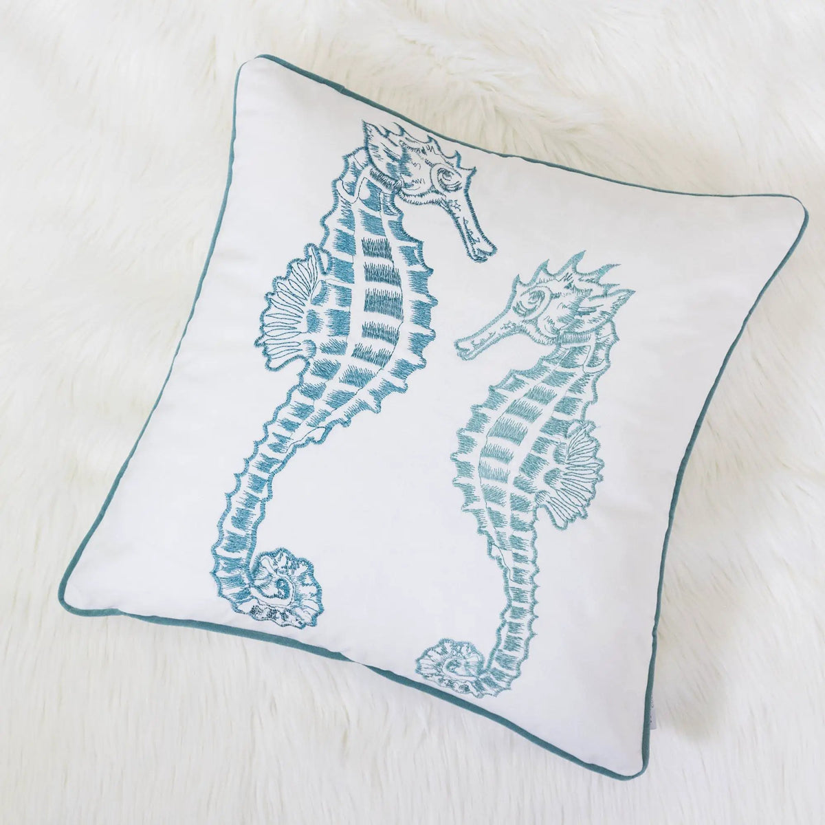 Seahorses Pillow Cover | 20x20 Inch | Matching Back | Hidden Zipper