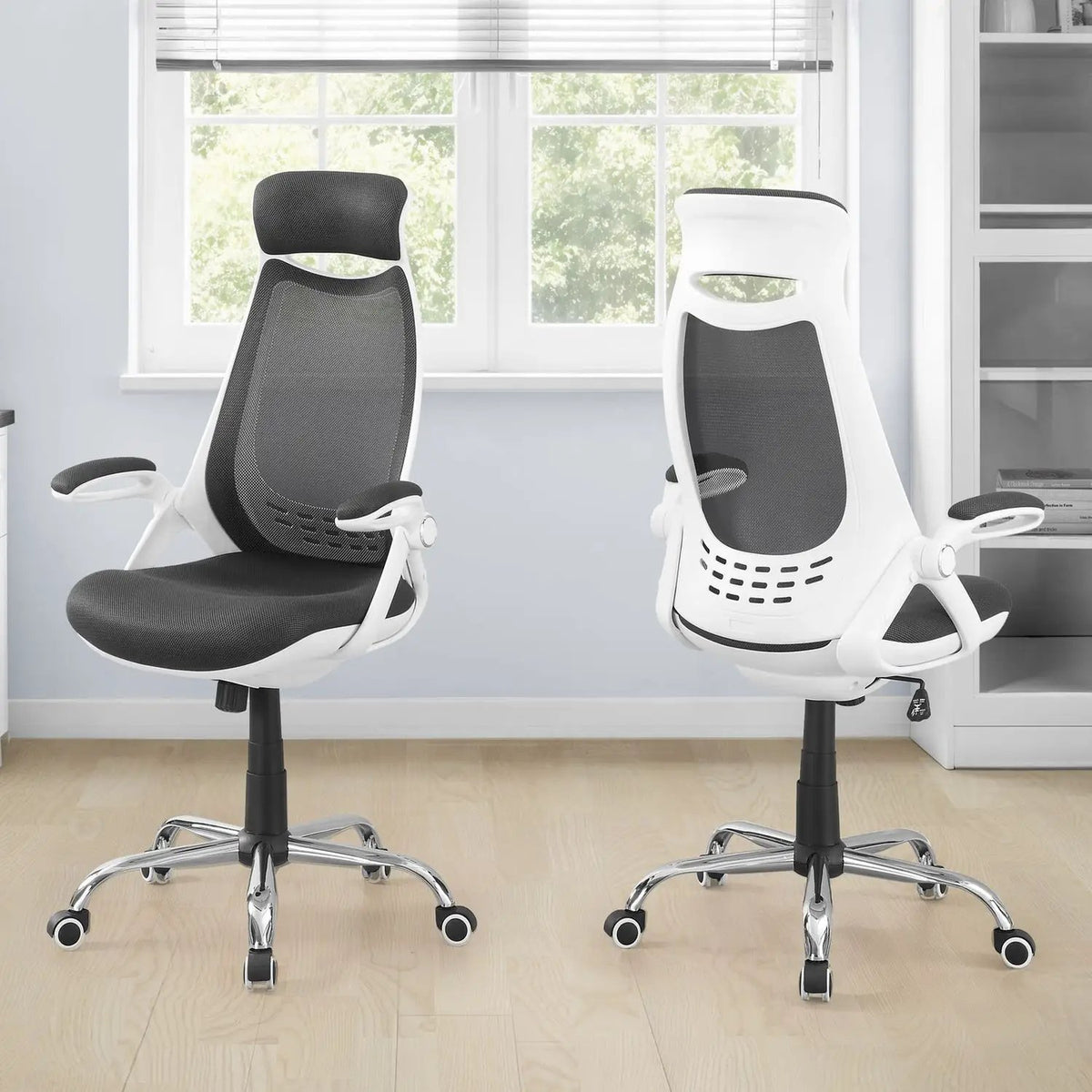 High-Back Executive Office Chair | Ergonomic Curved Backrest | Armrests | 45 Inch Height