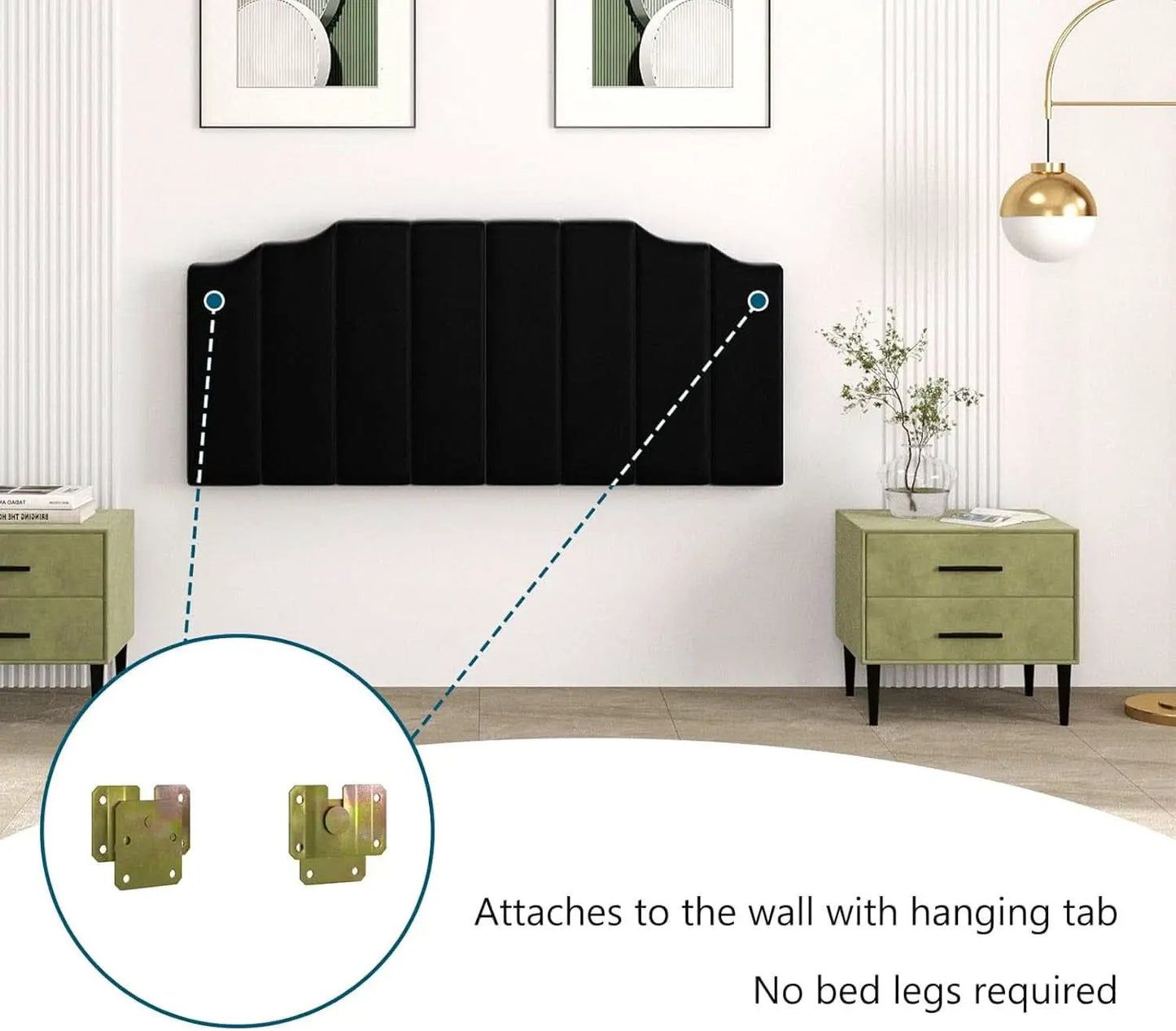 Velvet Wall Mounted Queen Size Headboard with Tufted Design from PriceLows™