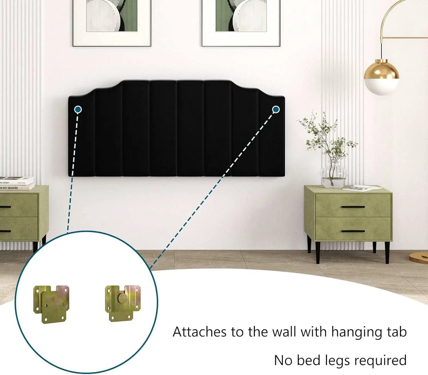 Velvet Wall Mounted Queen Size Headboard with Tufted Design from PriceLows™