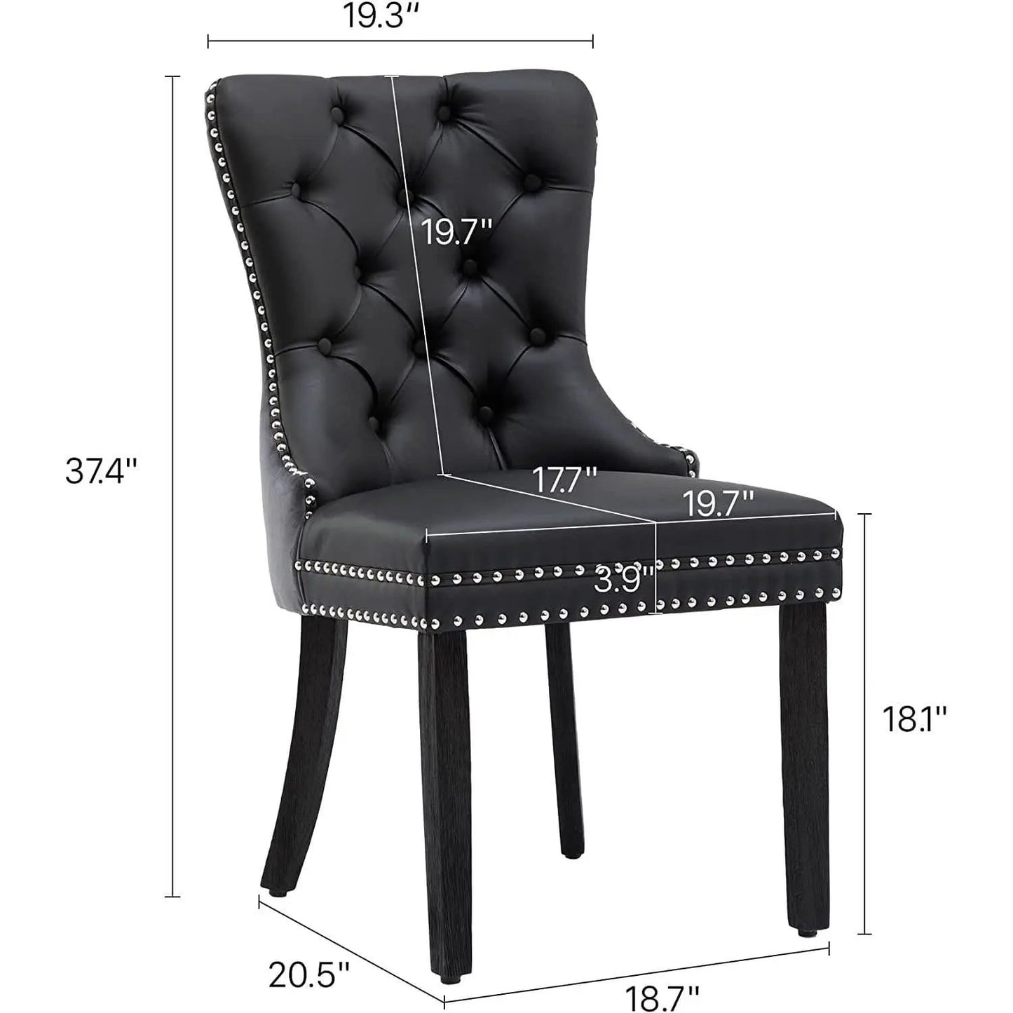 Black And Dark Grey Velvet Dining Chairs Set Of 6 With Nailhead Trim Pull Ring from PriceLows™