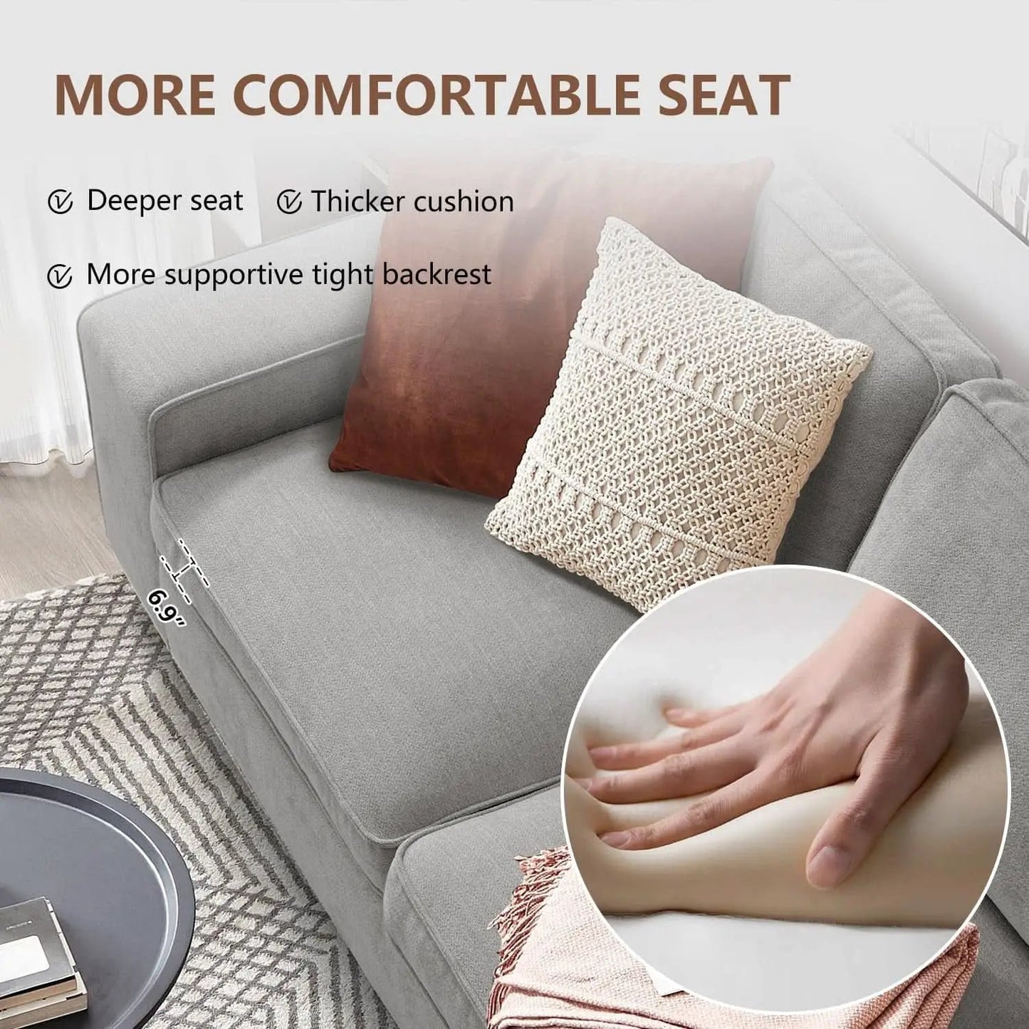 Gray 99In LShaped Memory Foam Cushion Sleeper Sofa Covers from PriceLows™