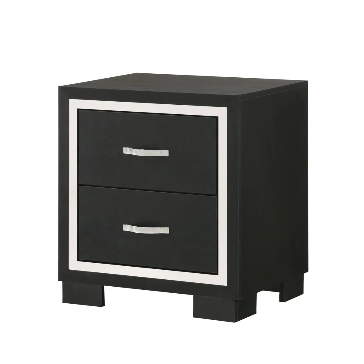 2 Drawer Bedroom Nightstand With Handles - | 21.5 x 16.1 x 23.7 in | Metal & Wood | Black