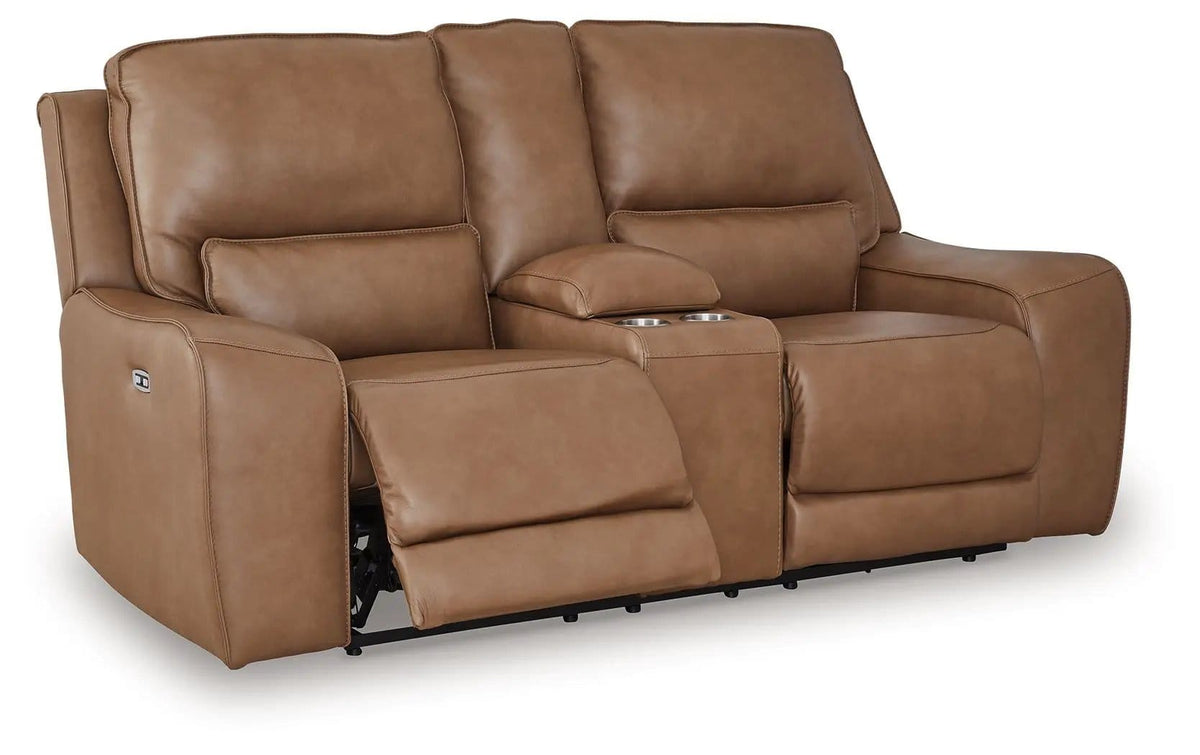 DeepWakes Power Reclining Loveseat / Console / Adjustable Headrest | 2 Pieces | Leather | Living Room