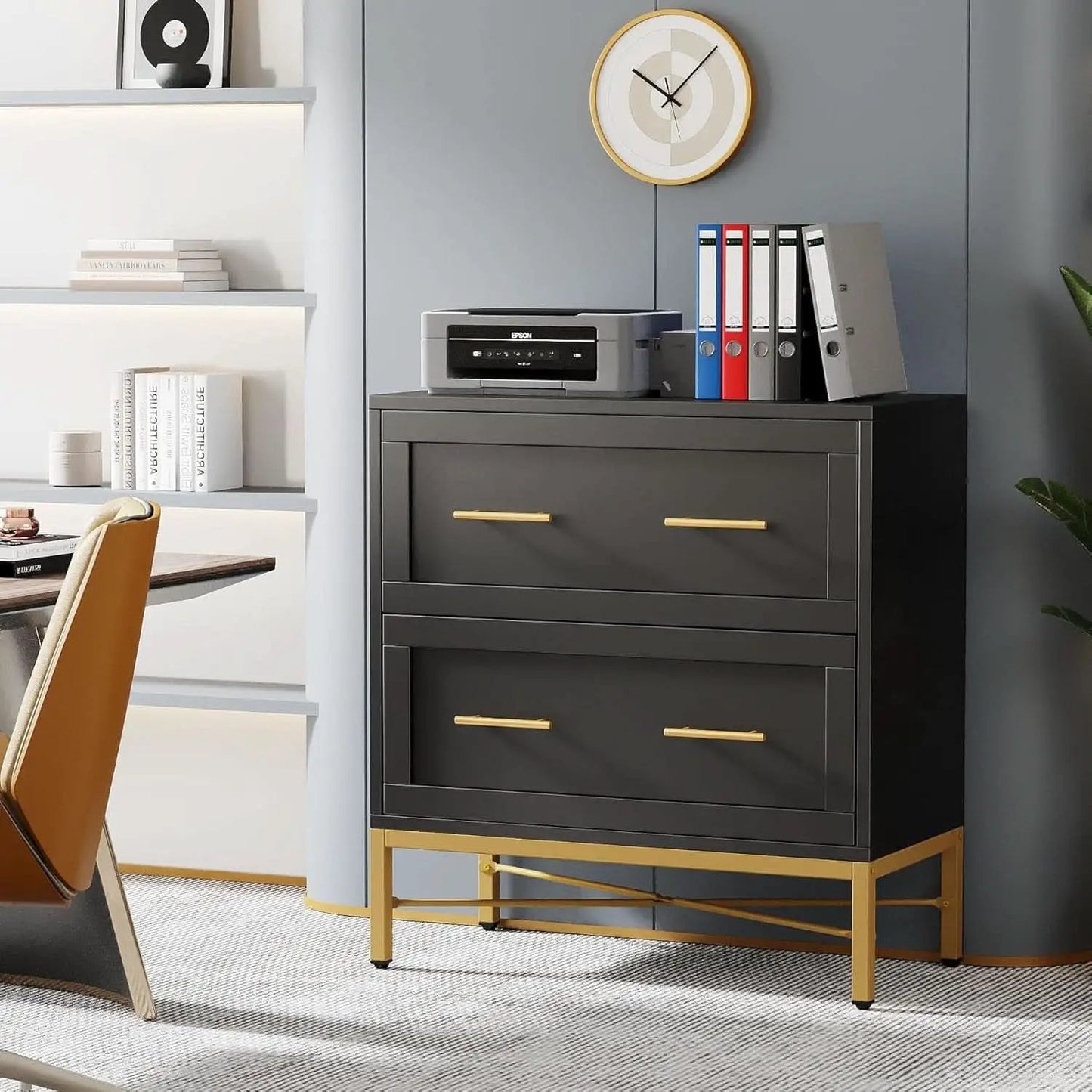 Black Gold 2 Drawer Lateral File Cabinet For Home Office from PriceLows™