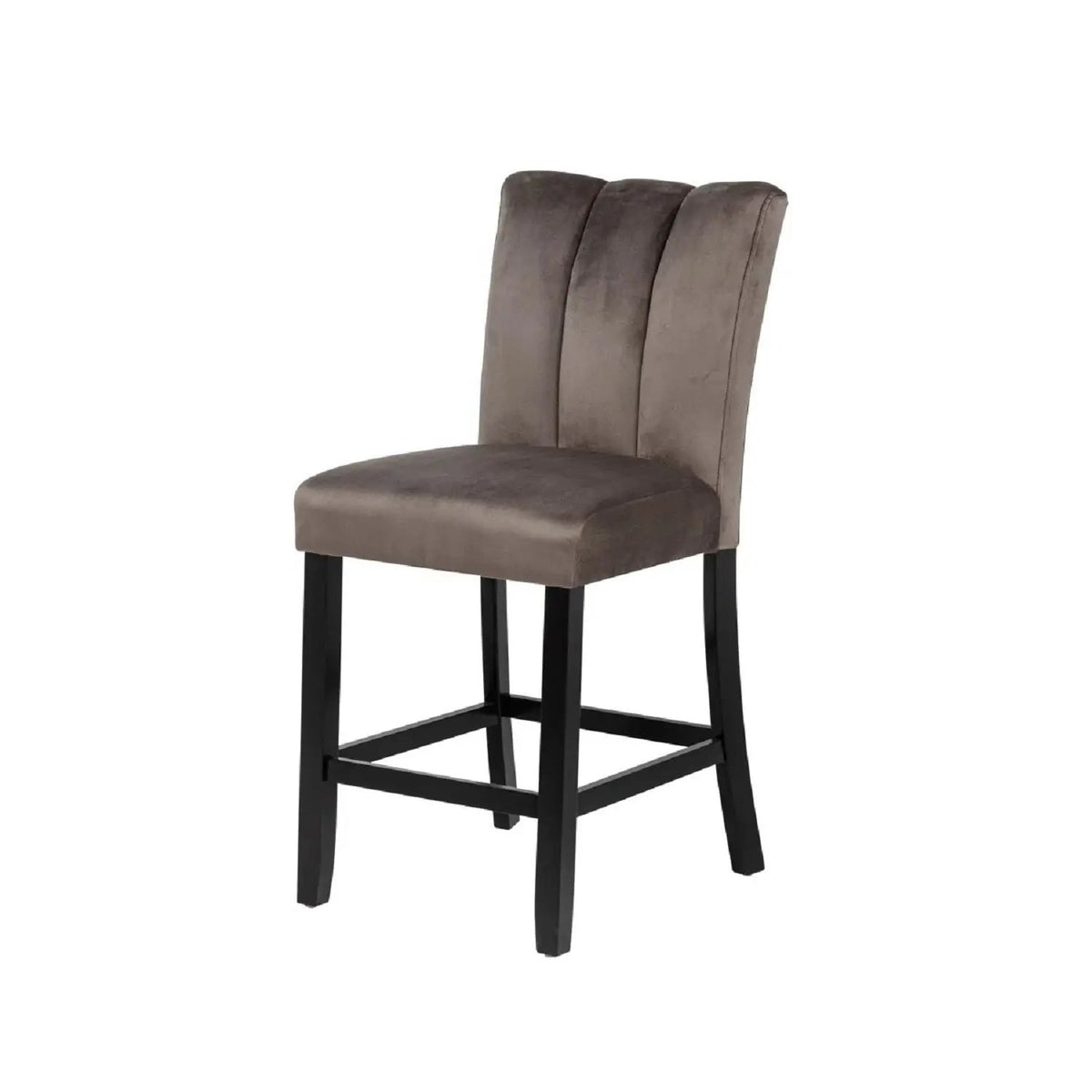 Upholstered Counter Height Chair | Velvet Cushion | Set Of 2 | Brown